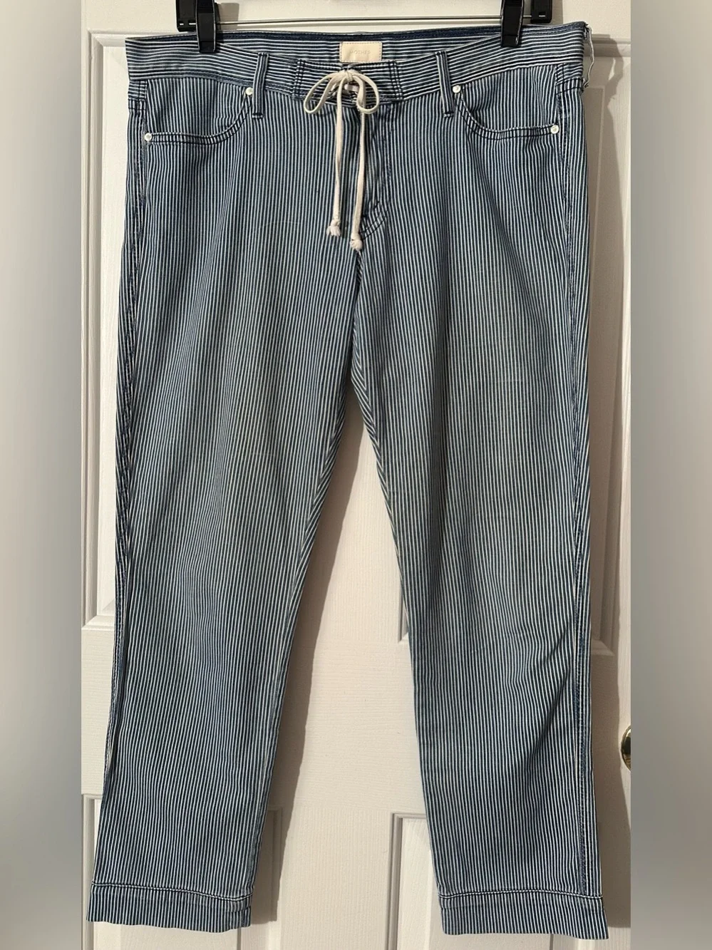 MOTHER 30 Tie Me Up Rascal Down The Road Striped Lo Rise Railroad Skinny Jean